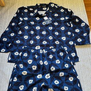 Uniqlo Marimekko Floral Blue Print Flannel Pajamas, Size XL